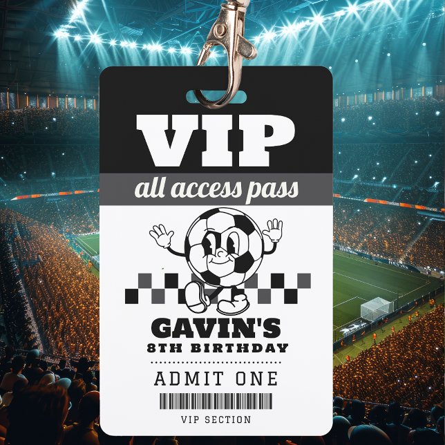 Personalised Retro Soccer Birthday Party Favour MV ID Badge (Creator Uploaded)