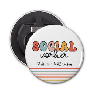 Personalised Retro Social Worker Bottle Opener