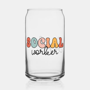 Personalised Retro Social Worker Can Glass