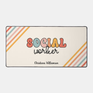 Personalised Retro Social Worker Desk Mat