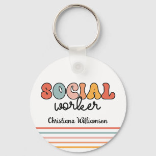 Personalised Retro Social Worker Key Ring