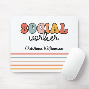 Personalised Retro Social Worker Mouse Pad