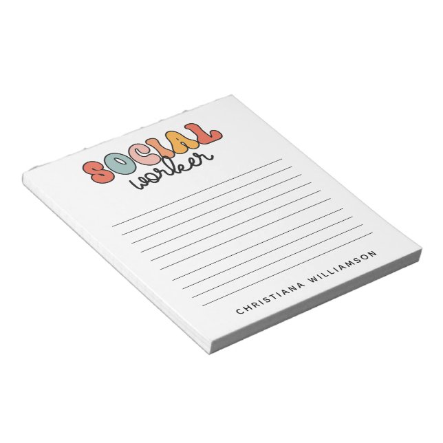 Personalised Retro Social Worker Notepad (Angled)