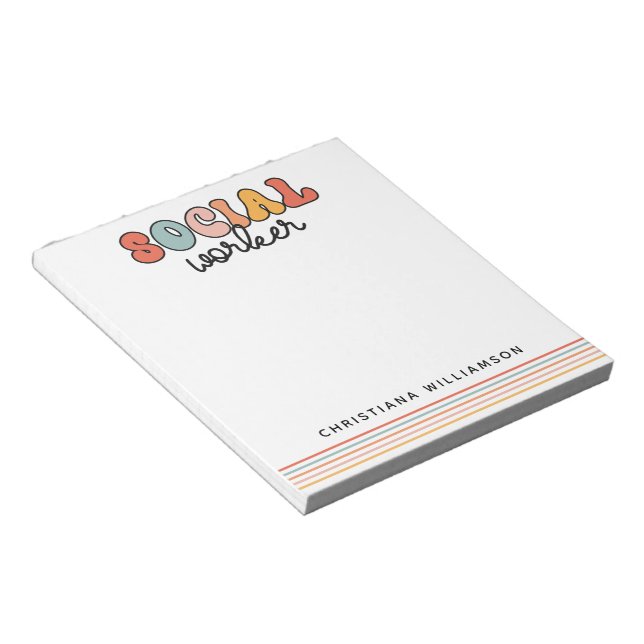 Personalised Retro Social Worker Notepad (Angled)
