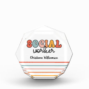 Personalised Retro Social Worker Photo Block