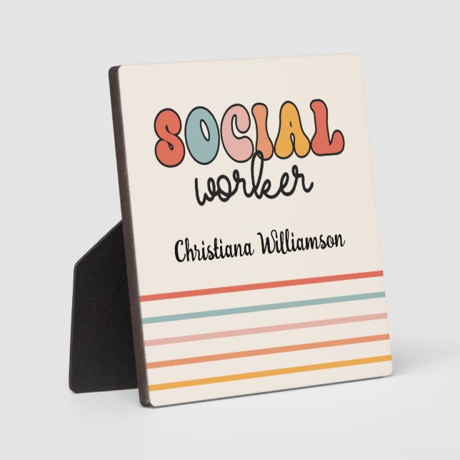Personalised Retro Social Worker Plaque (Front)
