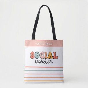Personalised Retro Social Worker Tote Bag