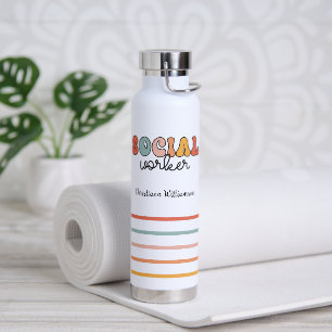 Personalised Retro Social Worker Water Bottle