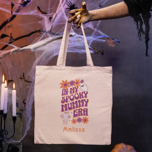Personalised Retro Spooky Mummy Era Halloween Tote Bag