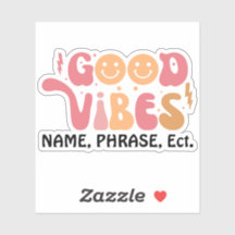 Personalised Retro Sticker | Good Vibes Sticker |