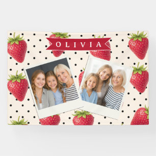 Personalised Retro Strawberry Polka Dot Vintage Banner