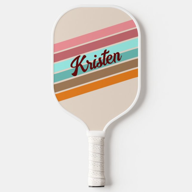 Personalised Retro Stripe Pickleball Paddle (Front)