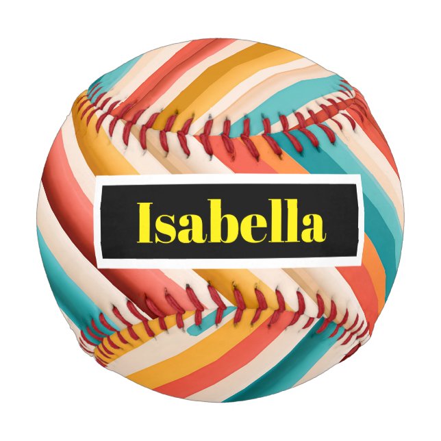 Personalised Retro Striped Baseball | Colourful  (Front)