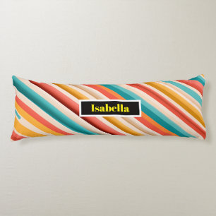 Personalised Retro Striped Body Pillow Colourful