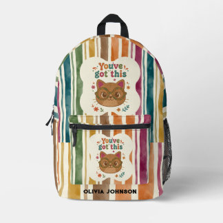 Personalised Retro Striped Cat Backpack