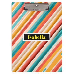 Personalised Retro Striped Clipboard   Colourful 