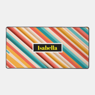 Personalised Retro Striped Desk Mat   Colourful  