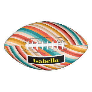 Personalised Retro Striped Football Colourful