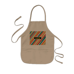 Personalised Retro Striped Kids’ Apron Colourful