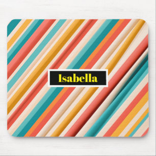 Personalised Retro Striped Mousepad Colourful