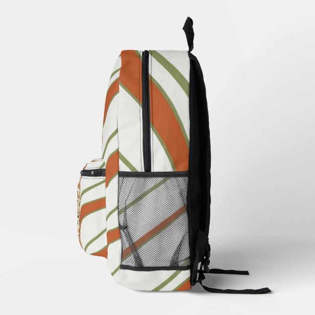 Personalised Retro Striped Orange Cat Backpack (Right)
