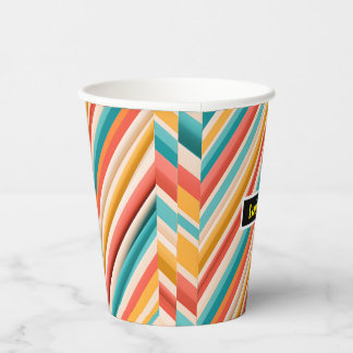 Personalised Retro Striped Paper Cups | Colourful