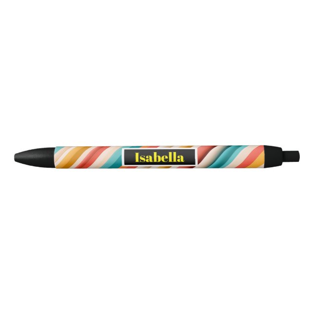 Personalised Retro Striped Pattern Pen | Colourful (Front)