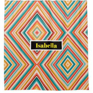 Personalised Retro Striped Shower Curtain