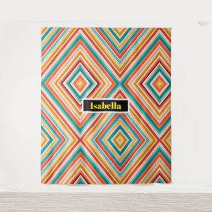 Personalised Retro Striped Tapestry Colourful