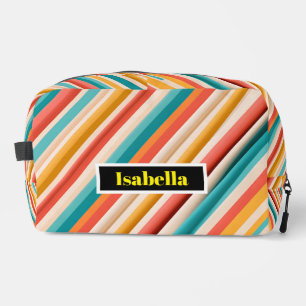 Personalised Retro Striped Toiletry Bag Colourfu