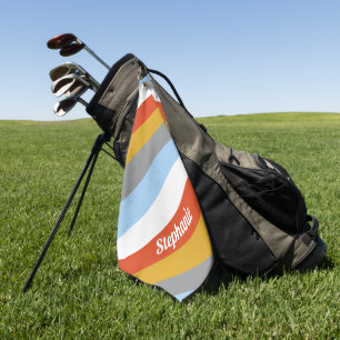 Personalised Retro Stripes Golf Towel