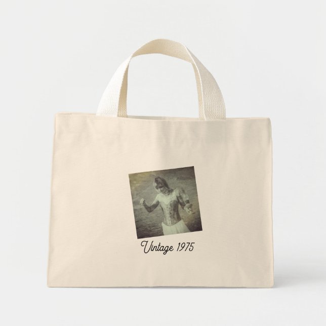 Personalised Retro Style with Custom Year & Text Mini Tote Bag (Front)