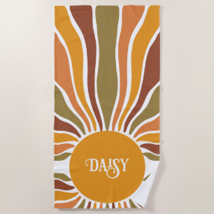 Personalised Retro Sun Rays Beach Towel