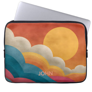 Personalised Retro Sunset Laptop Sleeve   Custom 