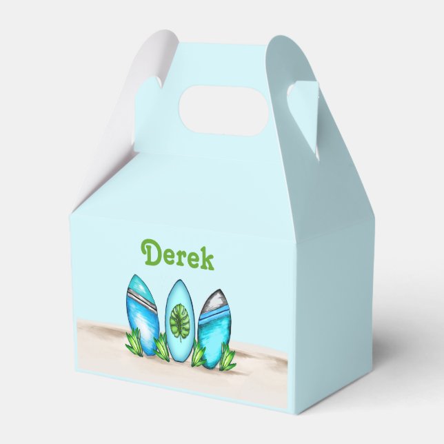 Personalised Retro Surfboards Favour Box (Front Side)