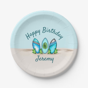 Personalised Retro Surfboards Paper Plate