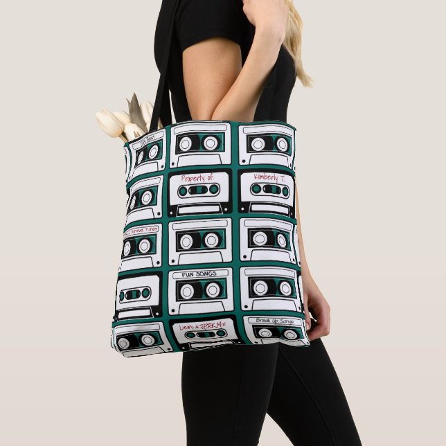 Personalised Retro Tape Cassette Tote Bag (Close Up)