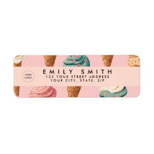 Personalised Retro Vintage Ice Cream Cone Pattern Return Address Label