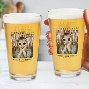 Personalised Retro Vintage Photo Birthday Glass