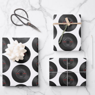 Personalised Retro Vinyl Record Wrapping Paper – V