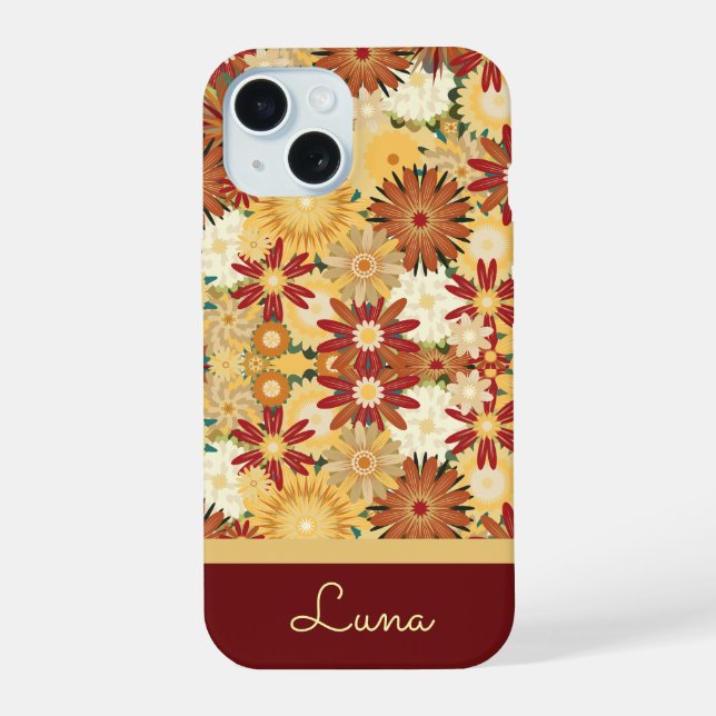 Personalised Retro Warm Floral Pattern Phone Case (Back)