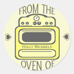 Personalised Retro Yellow Oven Sticker