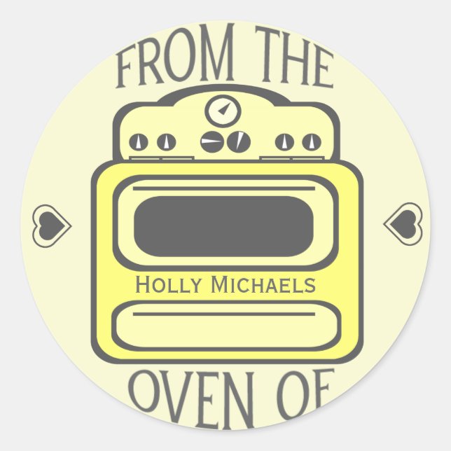 Personalised Retro Yellow Oven Sticker (Front)