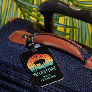 Personalised Retro Yellowstone National Park Luggage Tag