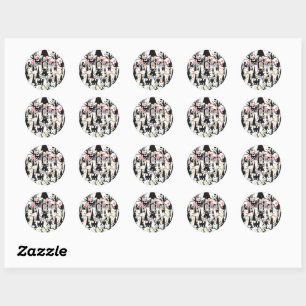 Personalised RetroMinimalist BlackCats & Branches Classic Round Sticker
