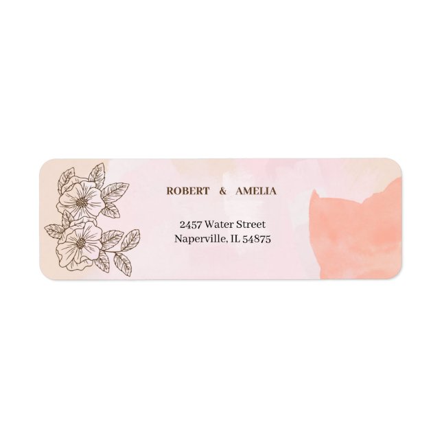 Personalised Return Address Elegant Brown Flower Label (Front)