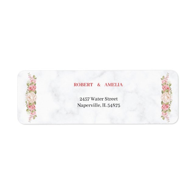 Personalised Return Address Elegant Rose Flower Label (Front)