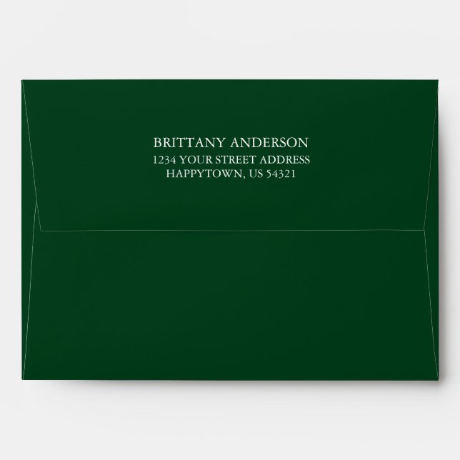 Personalised Return Address Green Invitation Envelope (Back (Top Flap))