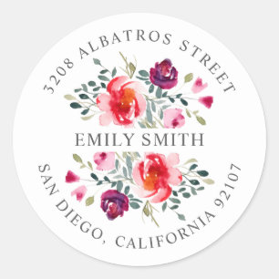 Personalised Return Address I  Botanical Motif  Classic Round Sticker