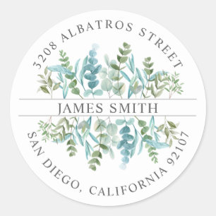 Personalised Return Address I Eucalyptus Motif Classic Round Sticker